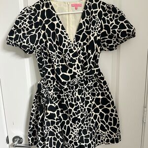 LDT Black and White Animal Print romper size 12